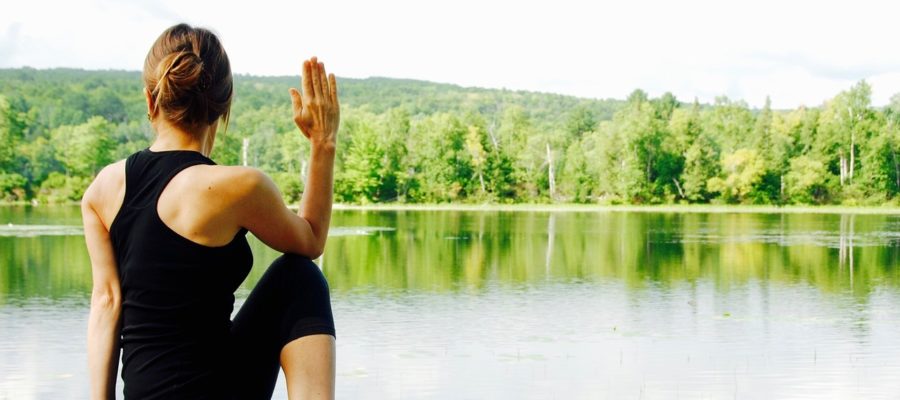 yoga, woman, nature