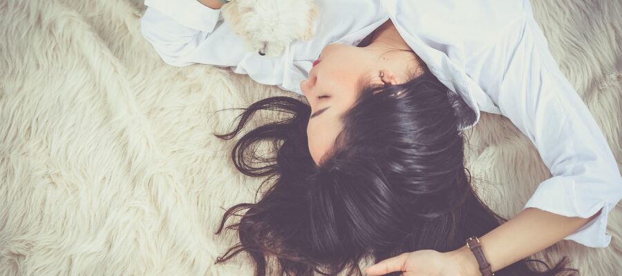girl, sleep, lying down, dog, pet, owner, asian, asian woman, animal, young woman, upside down, asleep, sleeping, sleeping woman, female, woman, dreaming, portrait, resting, relax, dream